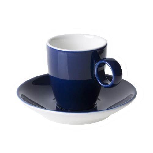 Bart Espressotasse und Untertasse mit blauem Äußeren bedruckt mit Ihrem eigenen Logo